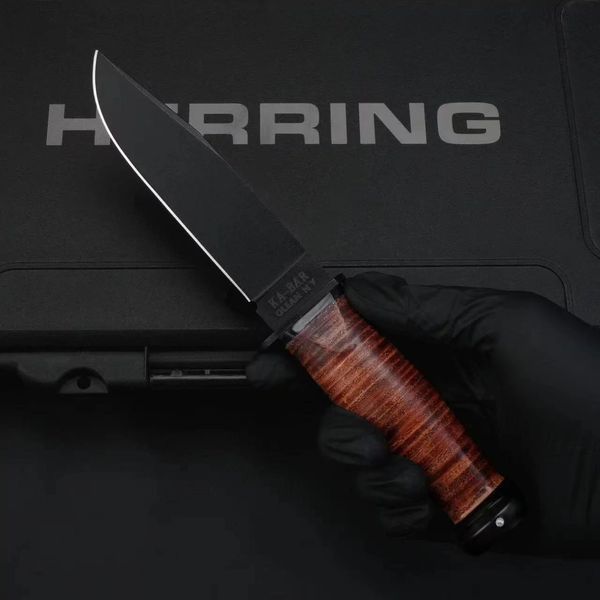 Мисливський ніж KA-BAR з фіксованим клинком і шкіряними піхвами 2225 фото