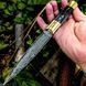 Мисливський ніж з фіксованим клинком із дамаської сталі та шкіряними піхвами DM-V42 фото 4