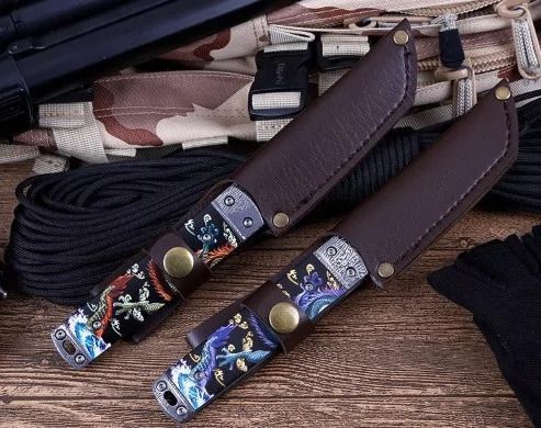 Туристический нож Tanto JGF50 с фиксированным клинком и кожаным чехлом JGF50 фото