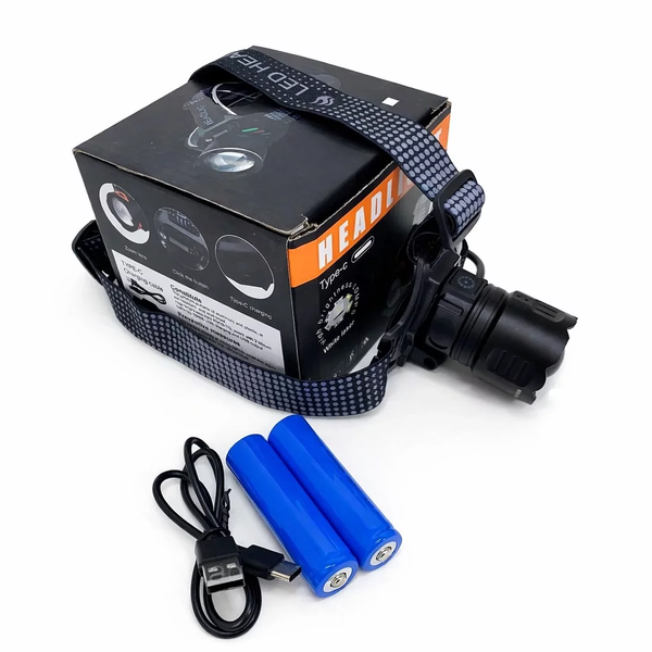 Налобний ліхтар YUNMAI T62-TG, акумуляторний, 4 кольори, зум, до 1000 м, Power Bank, Type-C T62-TG фото