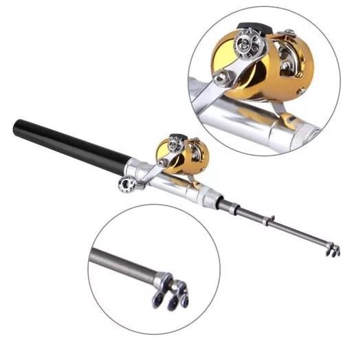 Міні-вудка телескопічна Fish Pen 1 м з котушкою, кишенькова, чорна Fish-Pen фото