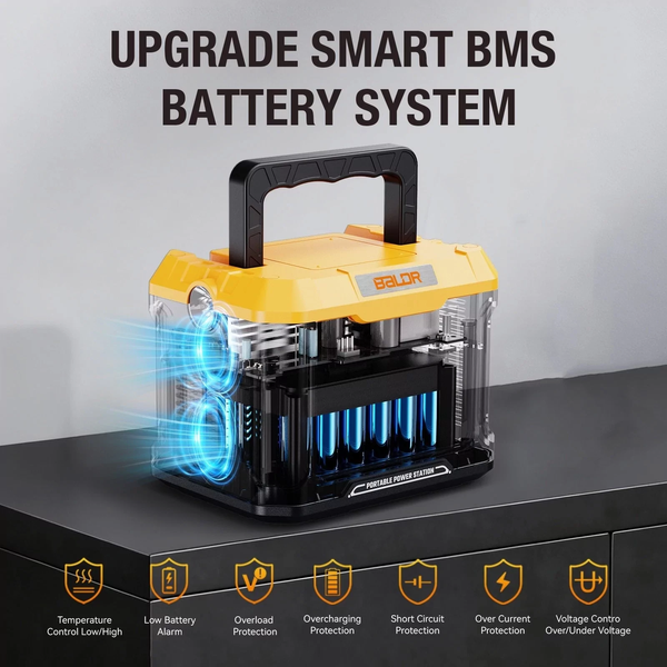 Портативна зарядна станція BALDR A350 346Wh 330W, Power Station з LCD-дисплеєм, USB-C PD, бездротовою зарядкою та підтримкою сонячних панелей A330 фото
