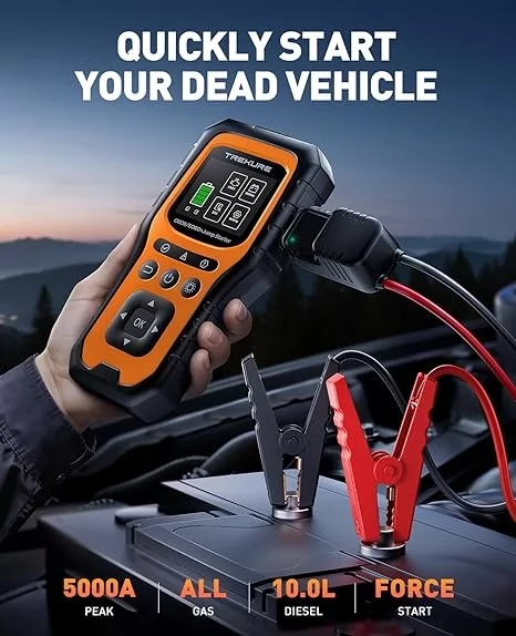 Пусковий пристрій та OBD2 сканер TREKURE 5000A 2в1, бустер для запуску авто, Power Bank 16800 мАг 5000A фото